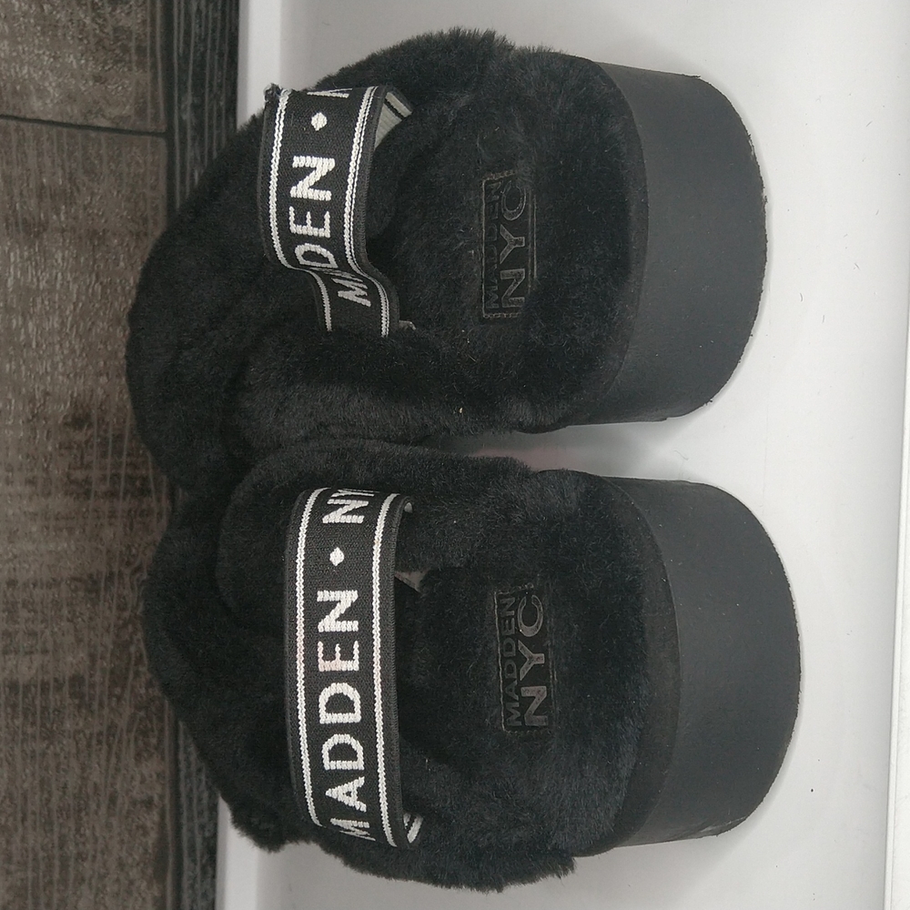 Madden NYC black slippers size 9